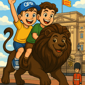 Mason and Nickolas on Stoneheart at Buckingham Palace, London UK